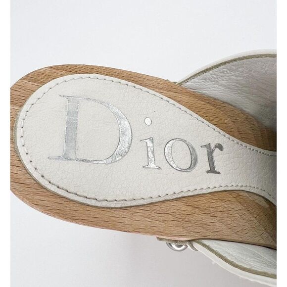 Rare Vintage DIOR by John Galliano White Embroidered Floral Print Clogs … - Picture 10 of 14